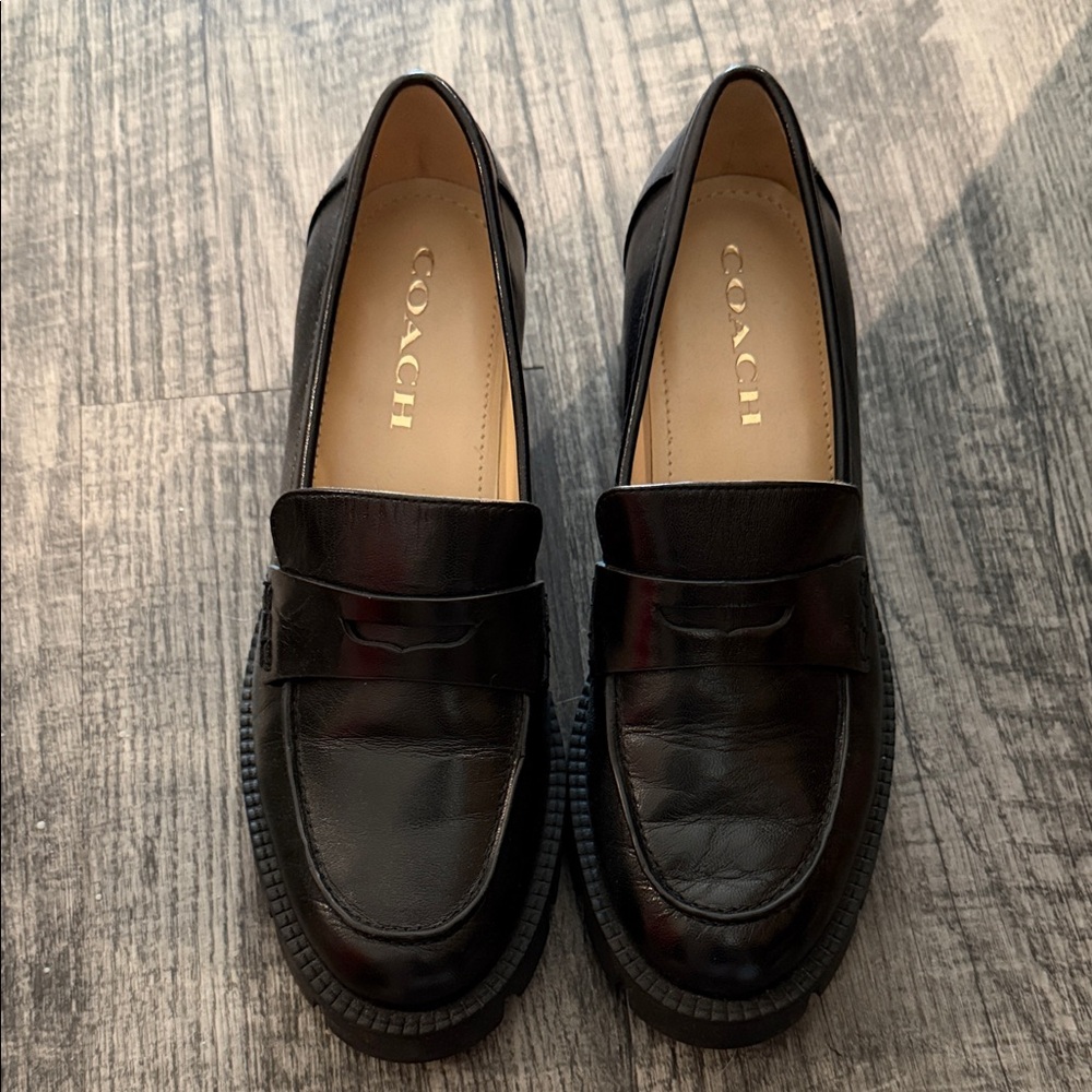 Coach Women's Black Chunky Loafers - Picture 3 of 5